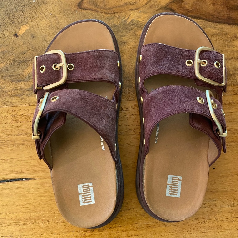 Fitflop Maroon Double-Buckle Sandals